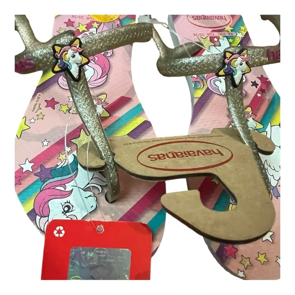 Havaianas Girl's Freedom My Little Pony Sandals unicorn sling back flip flop BWT